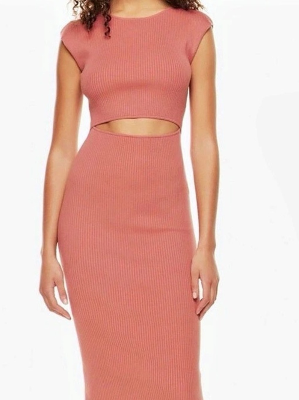 Wilfred Cut-Out Knit Midi Dress Pink